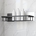Adhesive Shower Shelf, No Drilling, Black or Silver