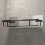 Adhesive Shower Shelf, No Drilling, Black or Silver