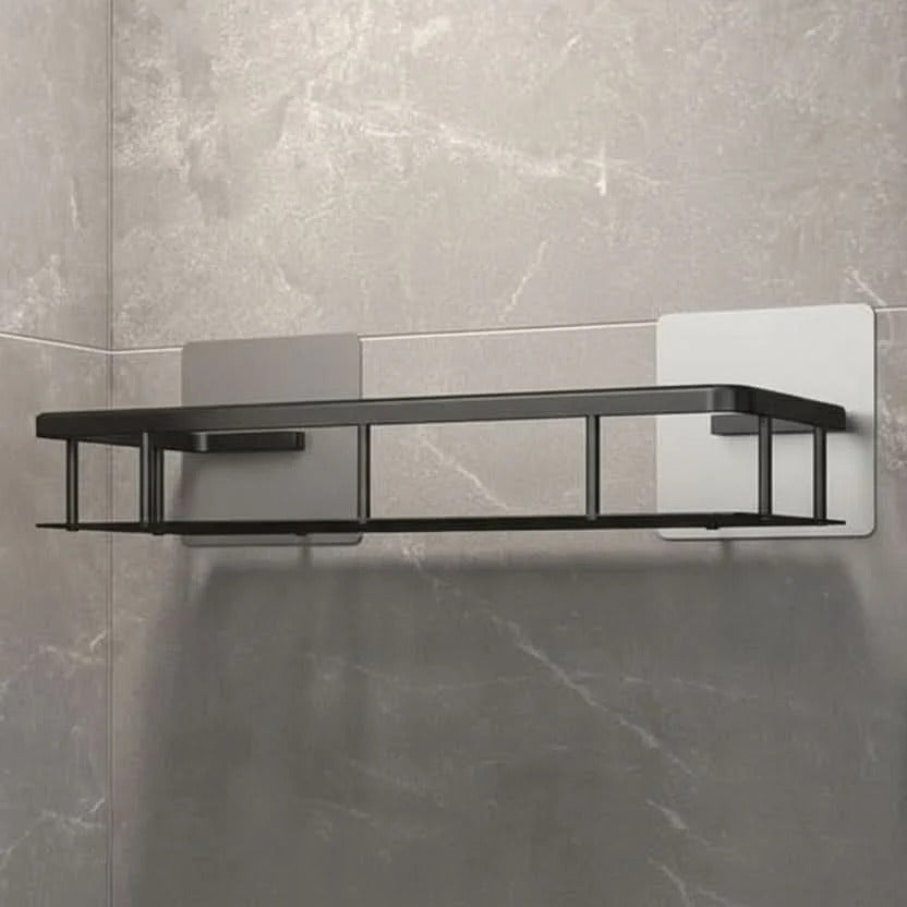 Adhesive Shower Shelf, No Drilling, Black or Silver