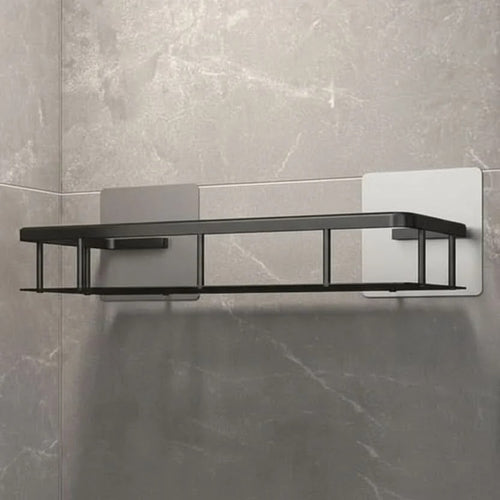 Adhesive Shower Shelf, No Drilling, Black or Silver