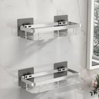 Adhesive Shower Shelf, No Drilling, Black or Silver