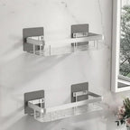 Adhesive Shower Shelf, No Drilling, Black or Silver