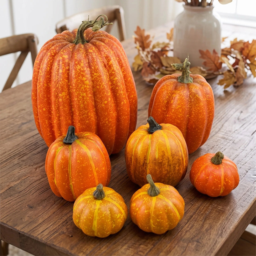 Artificial Foam Pumpkins, Set of 7, Fall Table Decoration