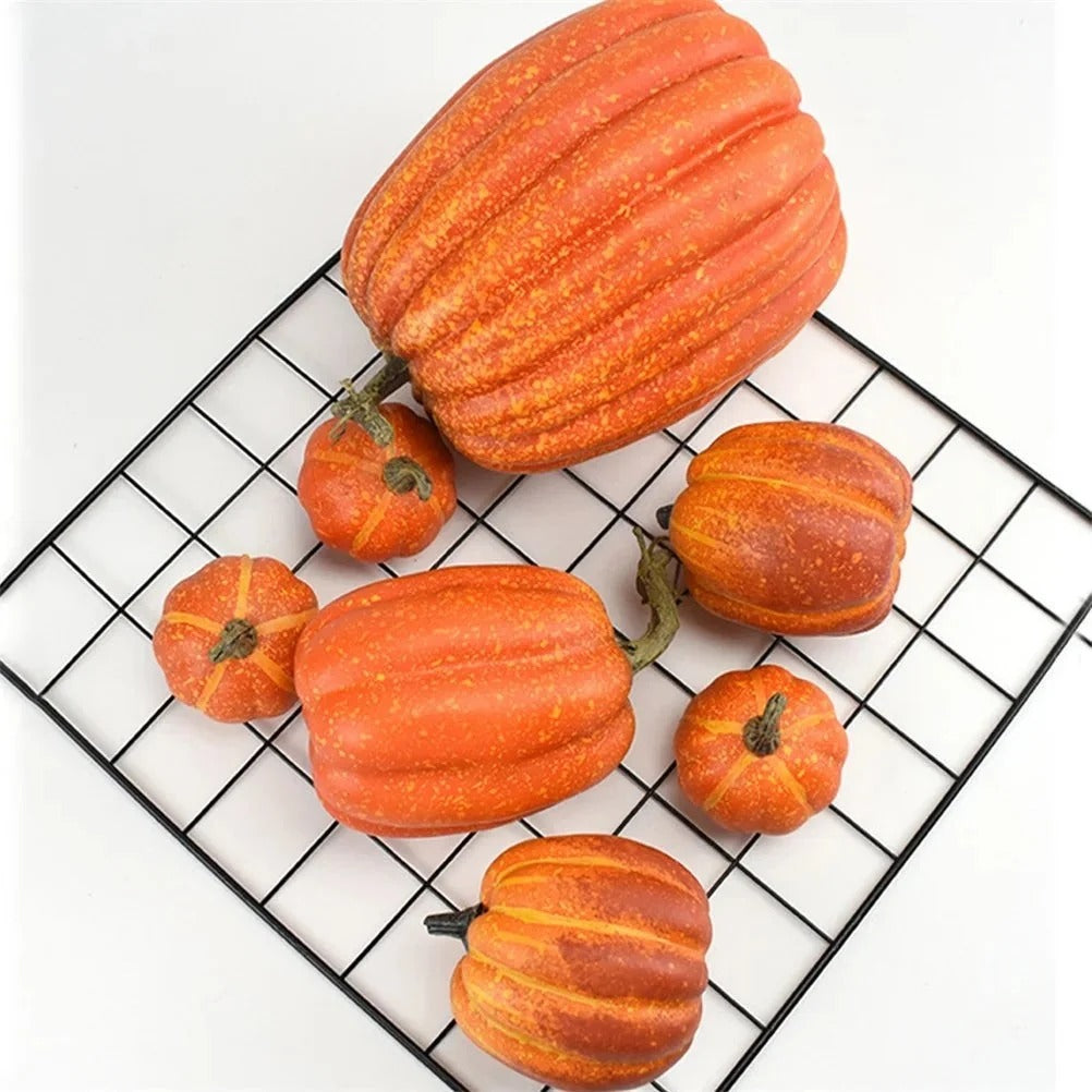 Artificial Foam Pumpkins, Set of 7, Fall Table Decoration