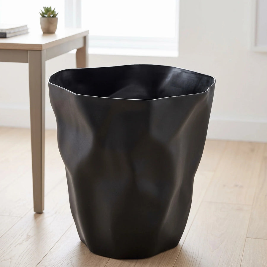 Crinkled Design Waste Basket, Six Colors