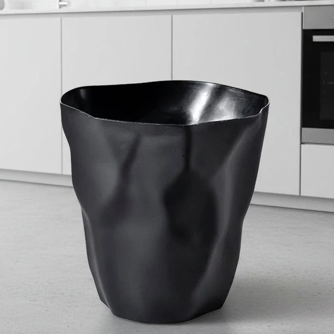 Crinkled Design Waste Basket, Six Colors