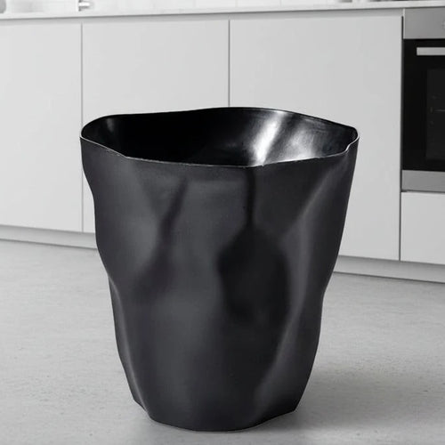 Crinkled Design Waste Basket, Six Colors