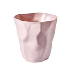 Crinkled Design Waste Basket, Six Colors, Light Pink
