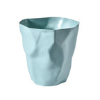 Crinkled Design Waste Basket, Six Colors, Sea Green