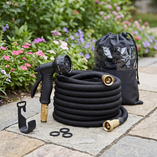 Expandable Garden Hose with 8-Pattern Spray Nozzle