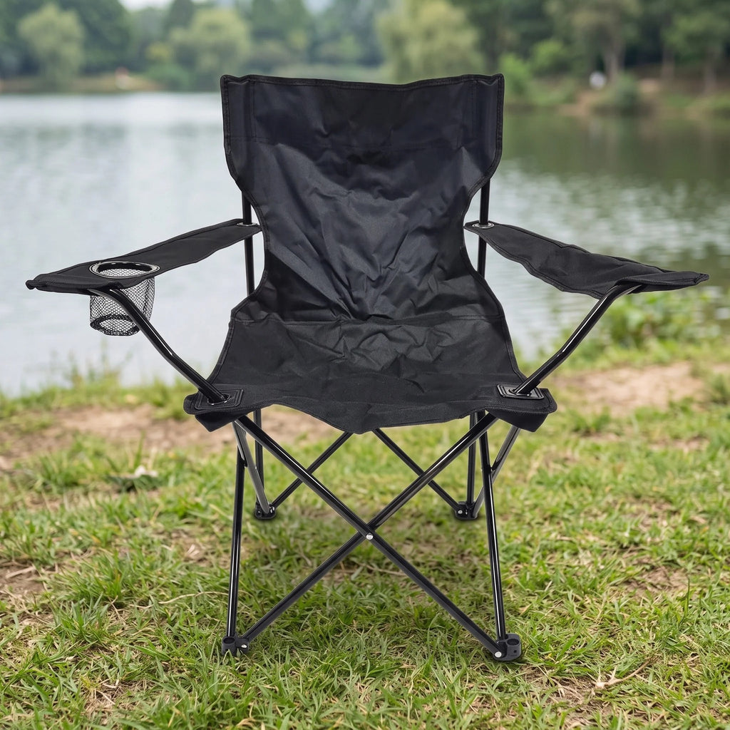 Folding Camping Chair with Armrests and Cup Holder
