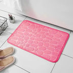 Memory Foam Bath Mat with Pebble Texture, Bright Pink