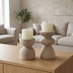 Natural Travertine Candle Holder, Small or Large