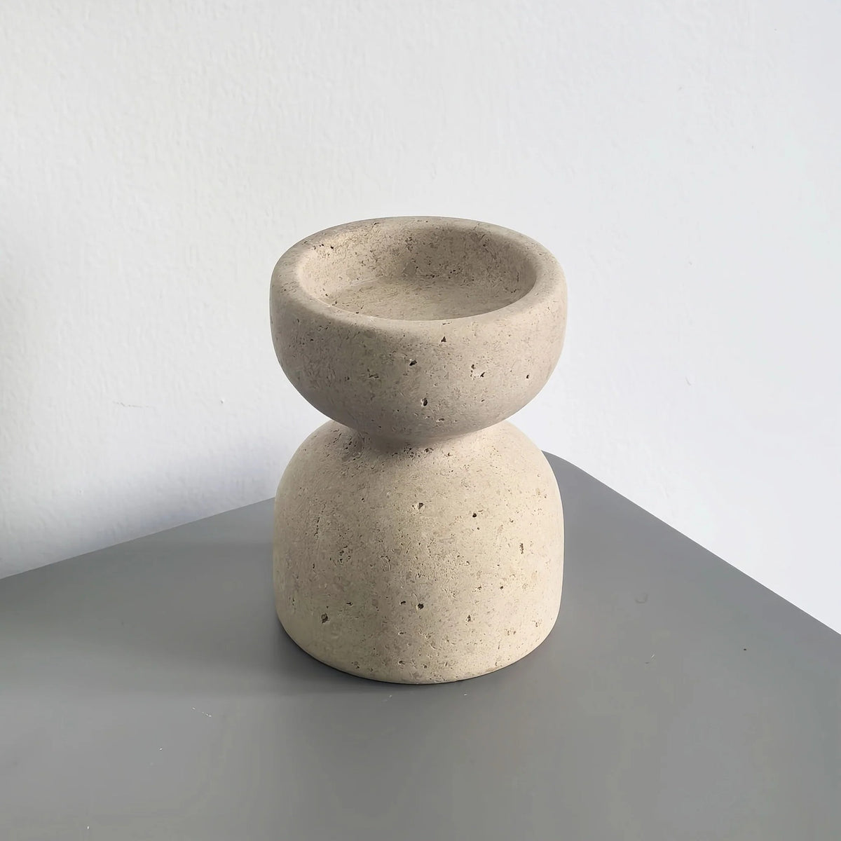 Natural Travertine Candle Holder, Small or Large