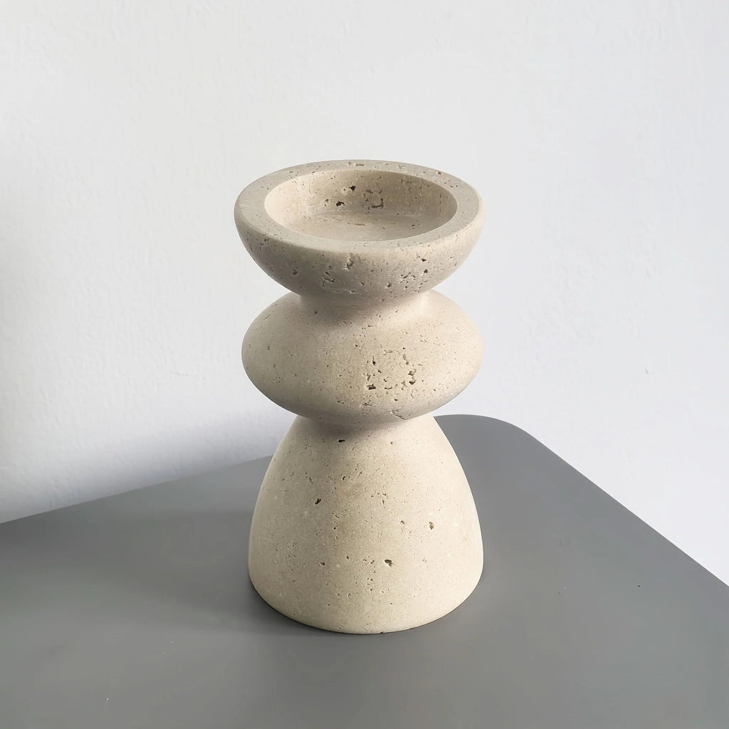 Natural Travertine Candle Holder, Small or Large