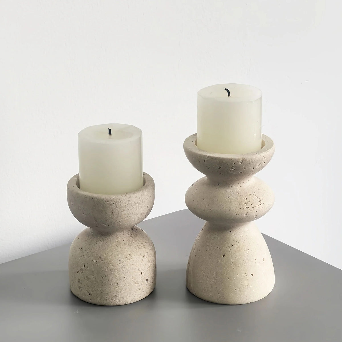 Natural Travertine Candle Holder, Small or Large