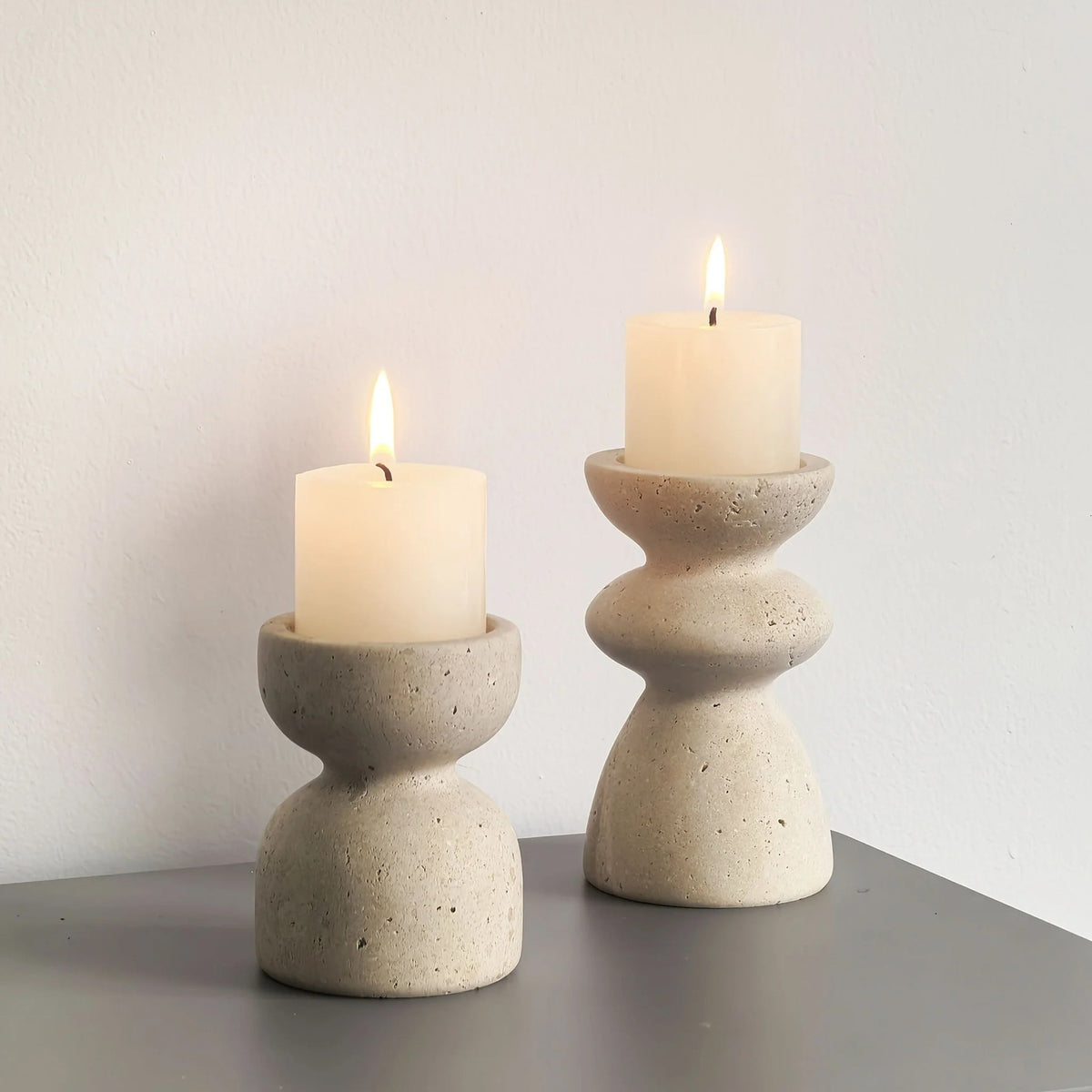 Natural Travertine Candle Holder, Small or Large