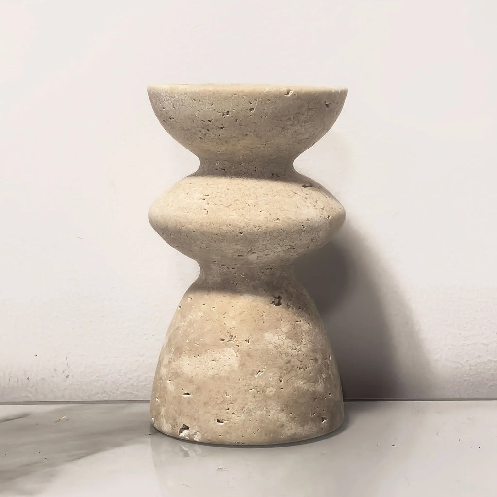 Natural Travertine Candle Holder, Small or Large