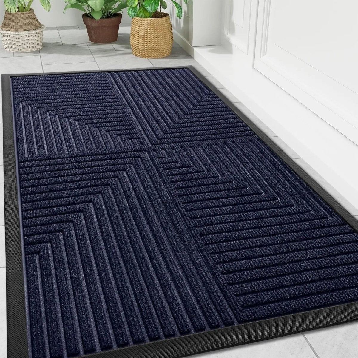 Non-Slip Entrance Mat That Traps Dirt, Two Sizes, Navy