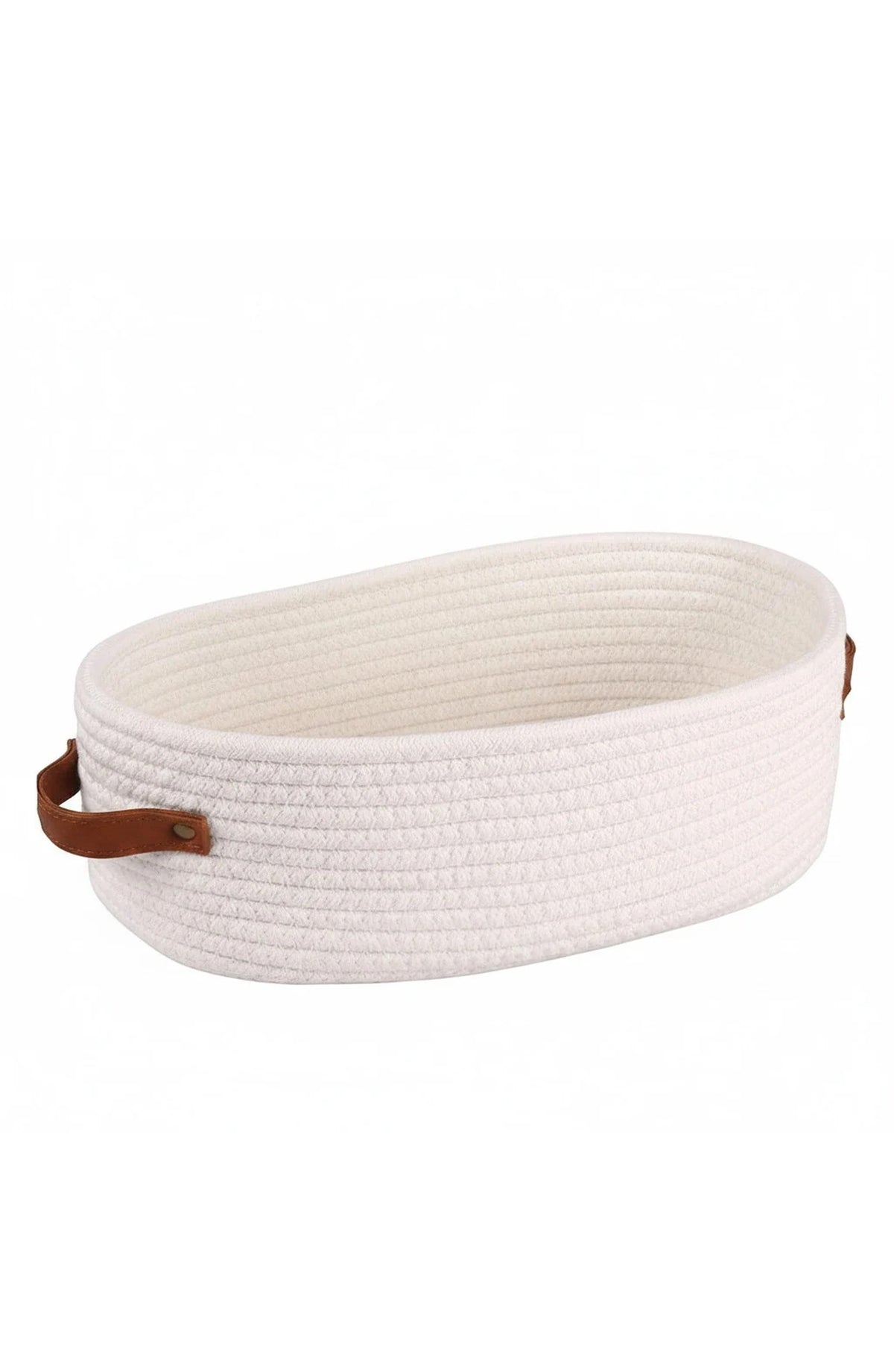 Oval Woven Cotton Rope Storage Basket with Handles