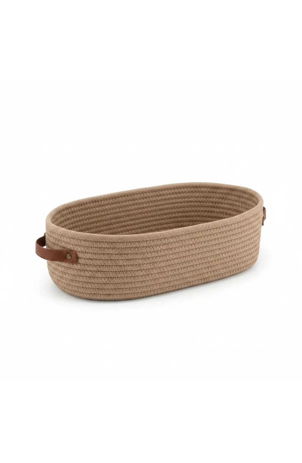 Oval Woven Cotton Rope Storage Basket with Handles
