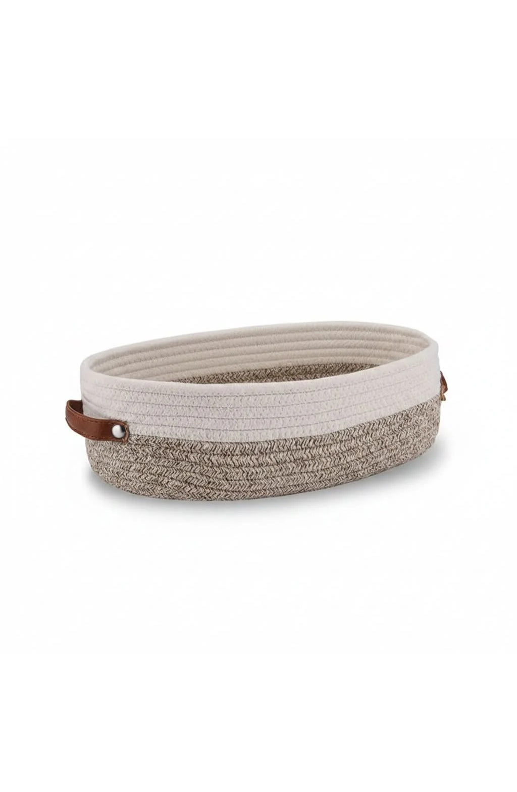 Oval Woven Cotton Rope Storage Basket with Handles