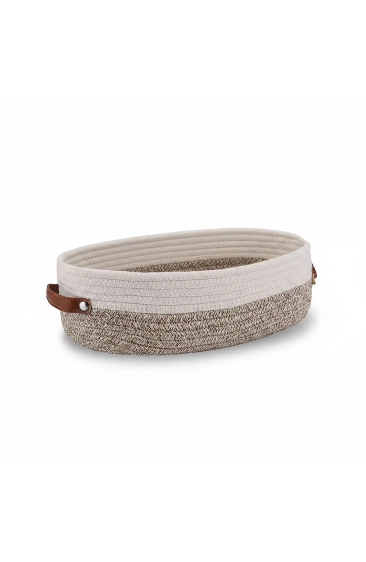 Oval Woven Cotton Rope Storage Basket with Handles