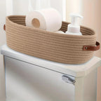 Oval Woven Cotton Rope Storage Basket with Handles