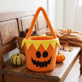 Plush Halloween Candy Basket with Pumpkin Face
