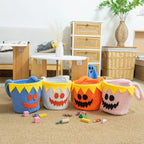 Plush Halloween Candy Basket with Pumpkin Face