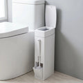 Slim Bathroom Bin with Built-In Toilet Brush