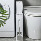 Slim Bathroom Bin with Built-In Toilet Brush