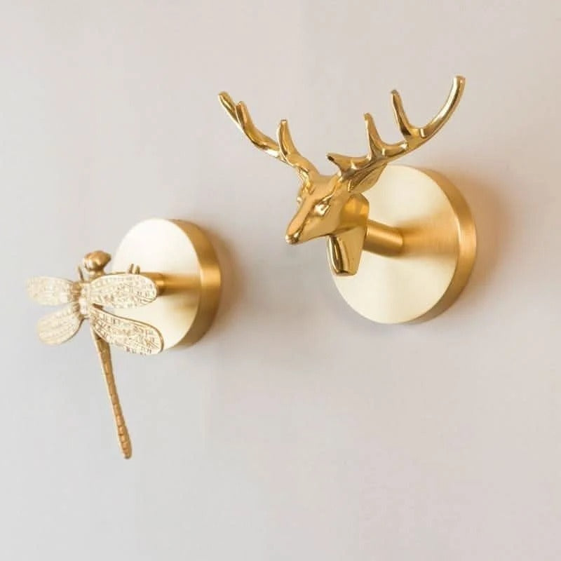 Solid Brass Wall Hook, Eight Animal and Flower Shapes