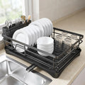 Stainless Steel Dish Rack with Drip Tray and Cutlery Holder