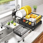 Stainless Steel Dish Rack with Drip Tray and Cutlery Holder