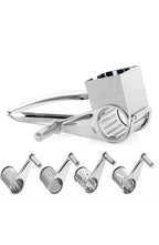 Stainless Steel Rotary Cheese Grater with Interchangeable Drums