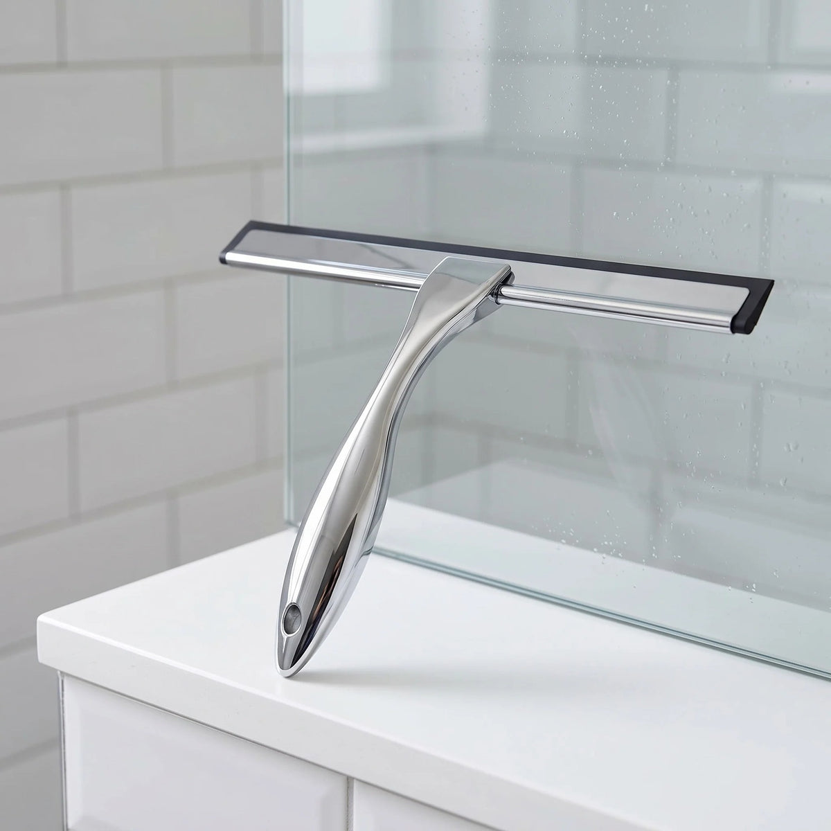Stainless Steel Shower Squeegee with Silicone Blade and Hook