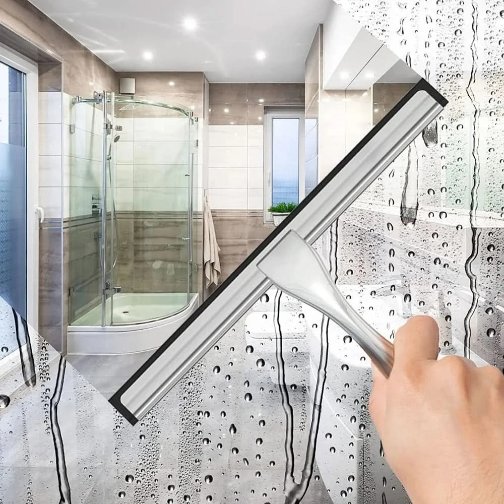 Stainless Steel Shower Squeegee with Silicone Blade and Hook