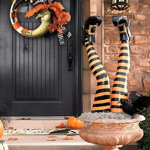 Witch Legs Lawn Stakes, Set of 2, Halloween Yard Decoration