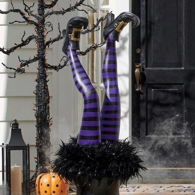 Witch Legs Lawn Stakes, Set of 2, Halloween Yard Decoration